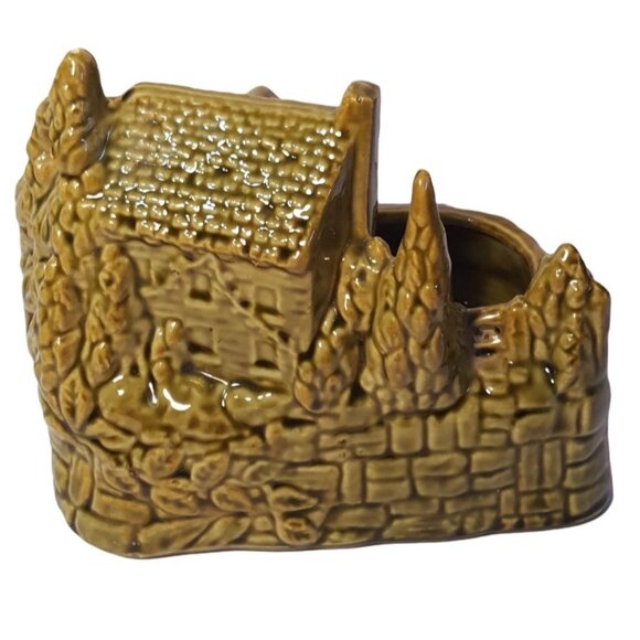 Vintage Shawnee USA Old Grist Mill Water Wheel Green Pottery Planter 769 - Picture 5 of 9